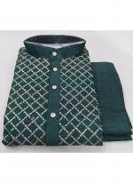 Banglori Silk Green Traditional Wear Embroidery Work Readymade Kurta Pajama